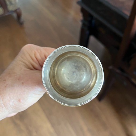 Silver Plated Hammered Kiddish Cup Goblet With Star Of David On Both Sides - Picture 3 of 10